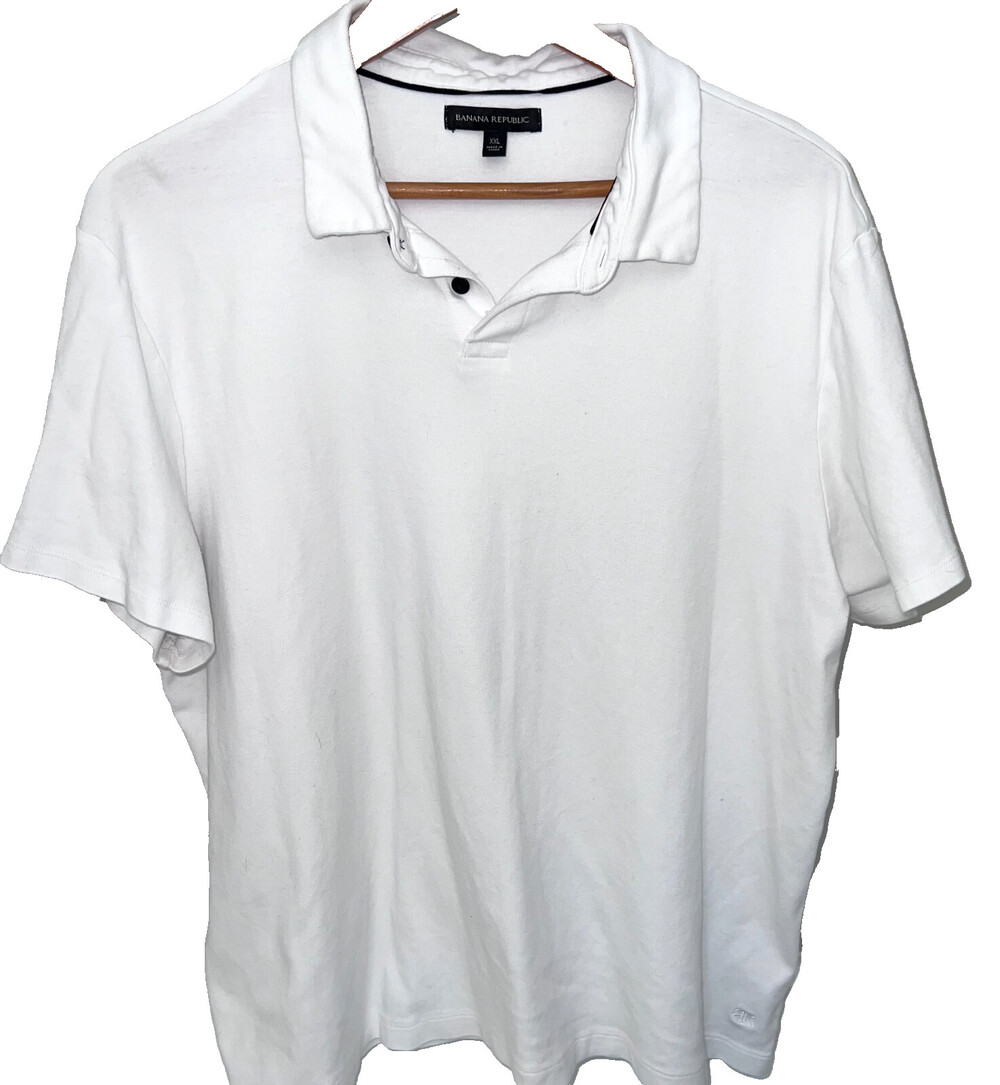 Banana Republic Polo Shirt Mens XXL White Collared Short Sleeve Embroidered Logo